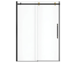 MAAX 138470-900-380-000 Vela 56 ½-59 x 78 ¾ in. 8mm Sliding Shower Door for Alcove Installation with Clear glass in Matte Black and Brushed Gold