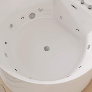 New England Home Goods Poipu 71" Freestanding Tub in White - Stone Resin Solid Surface