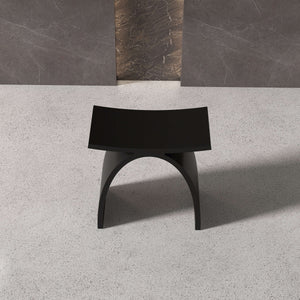 New England Home Goods Cook 17" Shower Stool in Black - Stone Resin Solid Surface