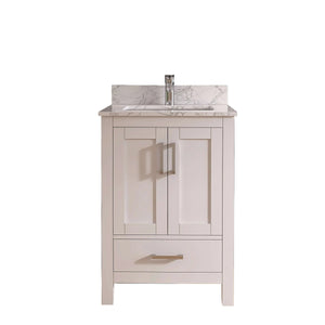 New England Home Goods Rabbit 24" Single Sink Vanity in White - Engineered Wood; Stone Top
