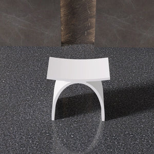 New England Home Goods Kailua 17" Shower Stool in White - Stone Resin Solid Surface