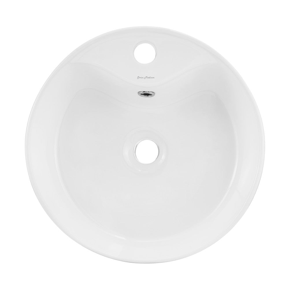 Monaco 15.75" Round Console Sink with Faucet Mount, White Basin Matte Black Legs