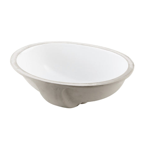 DAX Ceramic Single Bowl Oval Undermount Bathroom Basin, White BSN-205B-W