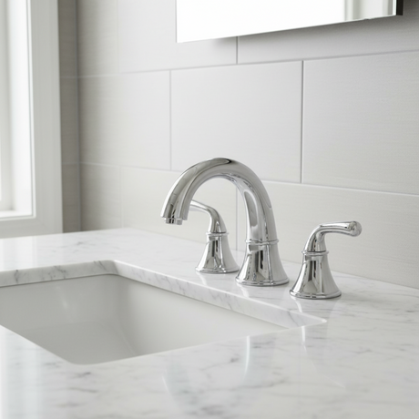 Gerber Bannockburn Chrome Widespread 2-handle WaterSense Bathroom Sink Faucet with Drain D304156
