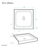 Voltaire 42 x 42 Acrylic White, Single-Threshold, Center Drain, Shower Base