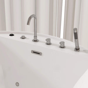 New England Home Goods Poipu 71" Freestanding Tub in White - Stone Resin Solid Surface