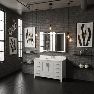 New England Home Goods Pilatus 48" Single Sink Vanity in White - Engineered Wood; Stone Top