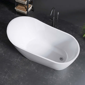 New England Home Goods Matira 59" Freestanding Tub in White - Stone Resin Solid Surface