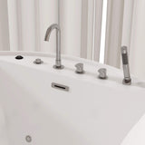 New England Home Goods 47" Compact Massage Bathtub with Whirlpool Jets for Small Bathrooms