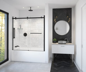 MAAX 138485-900-340-000 Vela 56 ½-59 x 59 in. 8 mm Sliding Tub Door with Towel Bar for Alcove Installation with Clear glass in Matte Black
