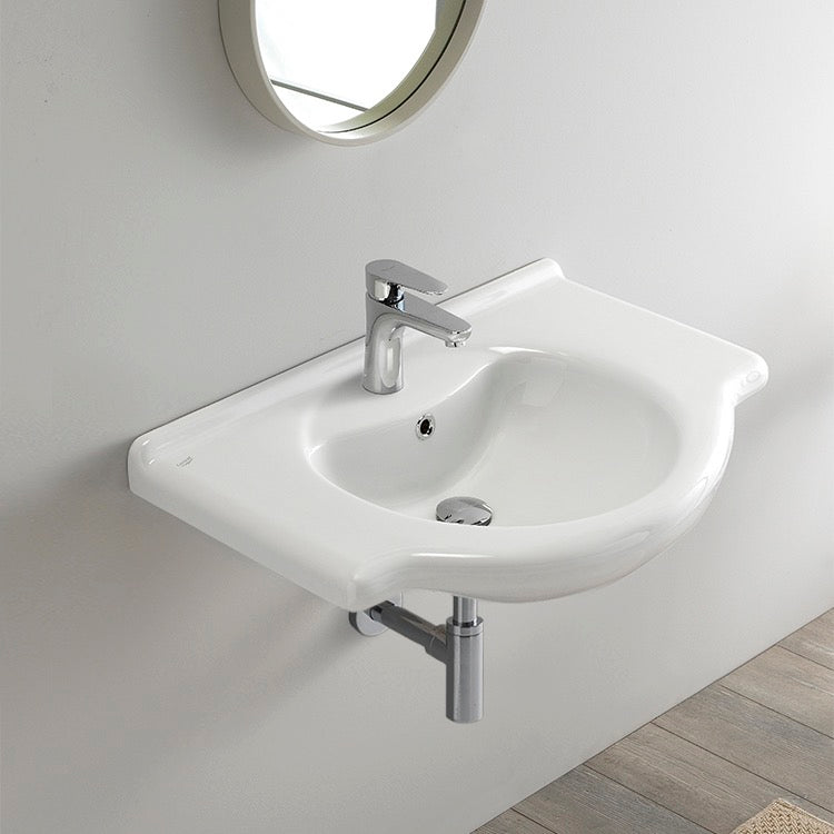 Rectangular White Ceramic Wall Mounted or Drop In Sink