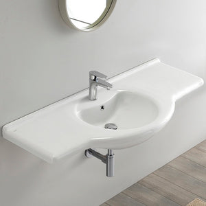 Rectangular White Ceramic Wall Mounted or Drop In Bathroom Sink