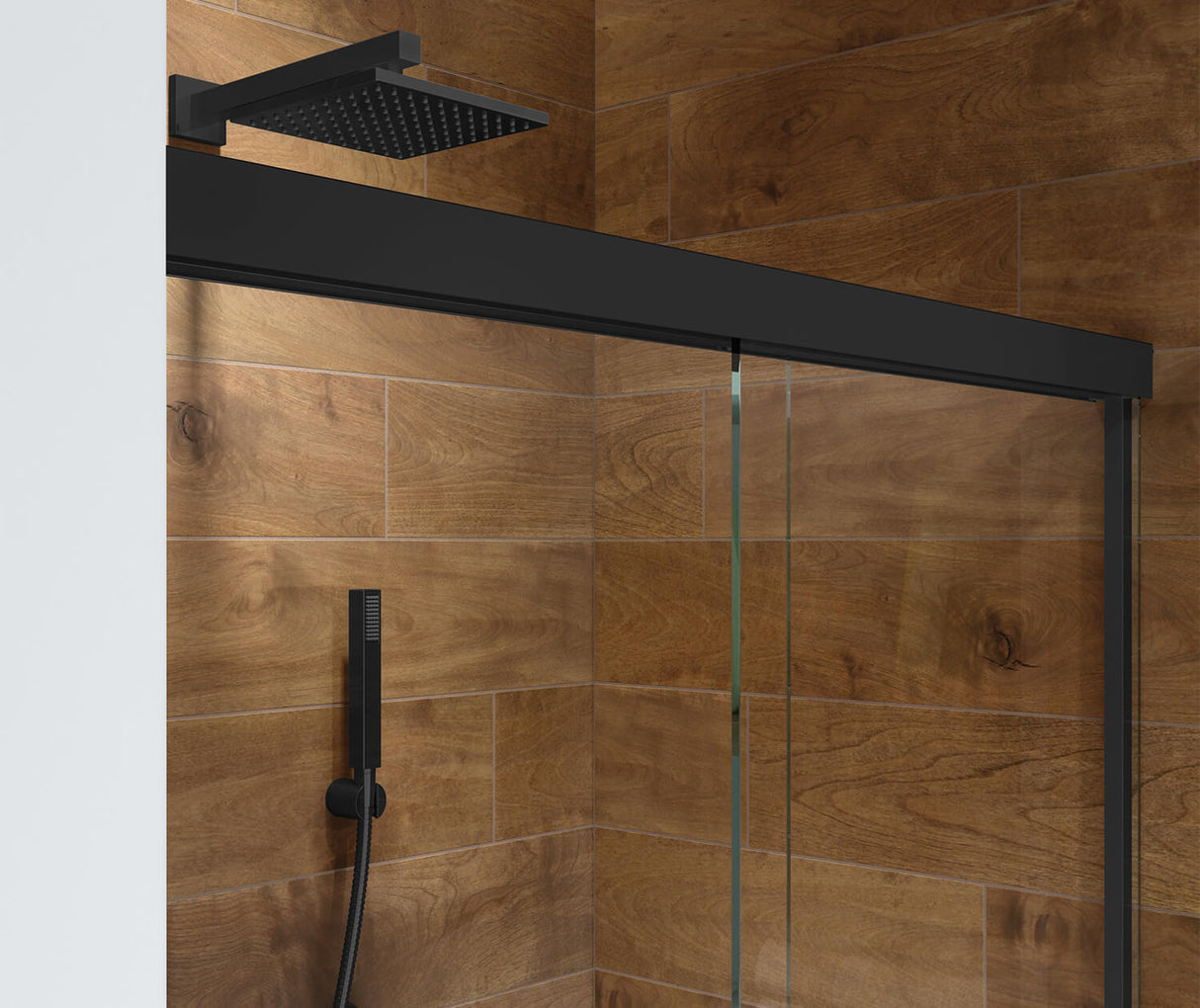 MAAX 135335-900-340-000 Incognito 76 56-59 x 76 in. 8mm Bypass Shower Door for Alcove Installation with Clear glass in Matte Black