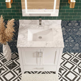 New England Home Goods Meru 30" Single Sink Vanity in White - Engineered Wood; Stone Top