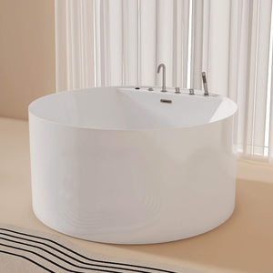 New England Home Goods Athos 47" Freestanding Tub in White - Stone Resin Solid Surface