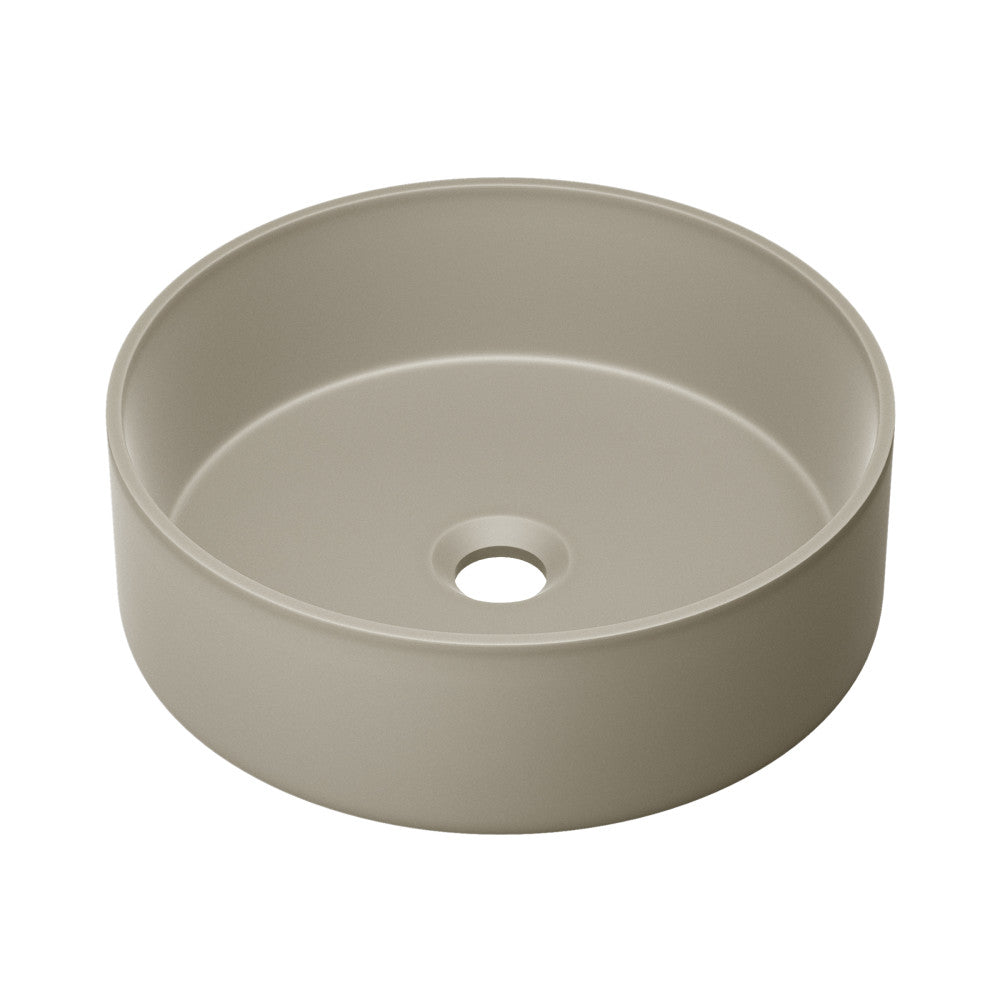 Lisse 14.5" Concrete Round Vessel Sink in Matte Taupe