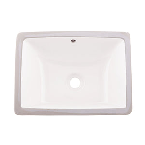 DAX Ceramic Square Single Bowl Undermount Bathroom Basin, White BSN-202C-W
