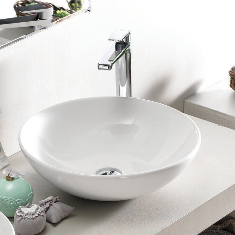 Round White Ceramic Vessel Sink