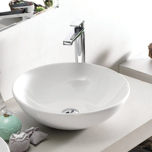 Round White Ceramic Vessel Sink