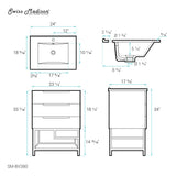 Carre 24" Bathroom Vanity in White Oak