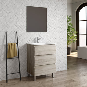 DAX Costa Engineered Wood and Vanity Cabinet with Porcelain Onix Basin, 24", Pine DAX-COS012412-ONX