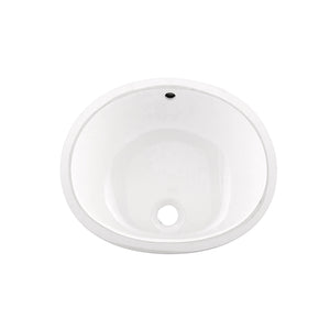 DAX Ceramic Single Bowl Oval Undermount Bathroom Basin, White BSN-205B-W