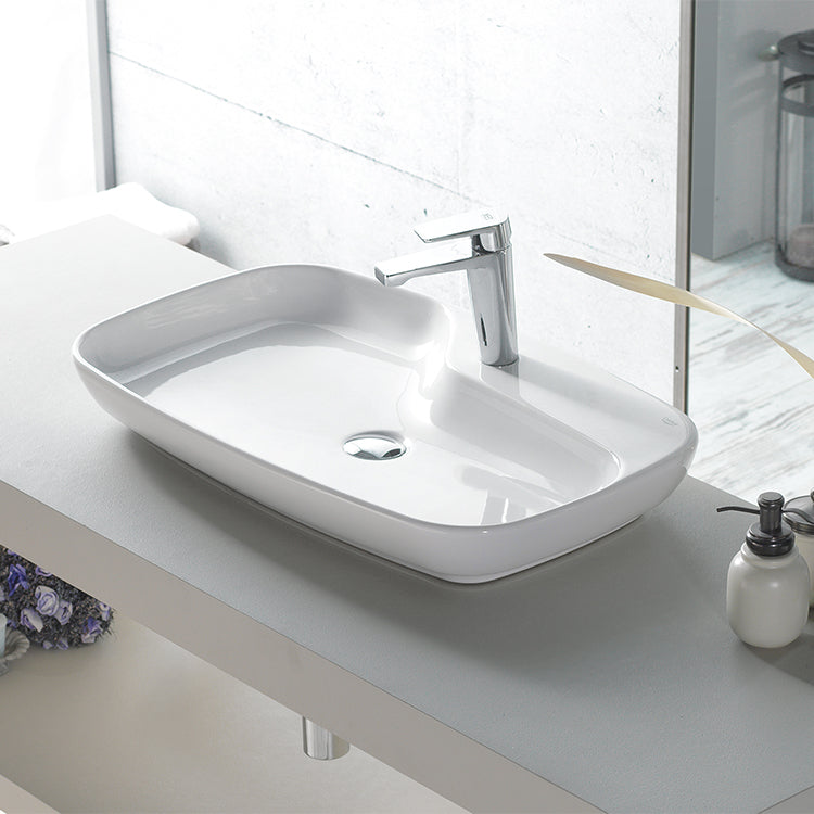 Rectangular White Ceramic Vessel Sink
