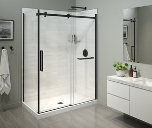 MAAX 134953-900-340-000 Halo Pro 60 x 32 x 78 3/4 in. 8mm Sliding Shower Door with Towel Bar for Corner Installation with Clear glass in Matte Black