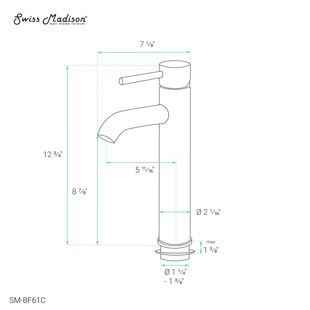 Ivy Single Hole, Single-Handle, High Arc Bathroom Faucet in Chrome