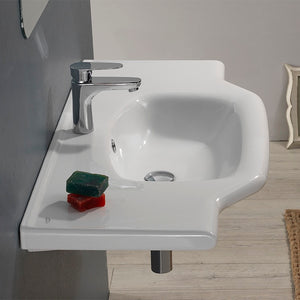 Rectangular White Ceramic Wall Mounted or Drop In Bathroom Sink