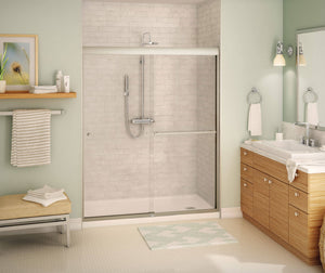 MAAX 135675-900-305-000 Aura SC 55-59 in. x 71 in. 8 mm Bypass Shower Door for Alcove Installation with Clear glass in Brushed Nickel