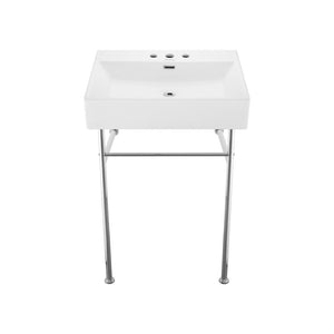 Claire 24" Console Sink White Basin Chrome Legs with 8" Widespread Holes