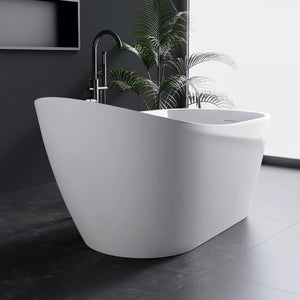 New England Home Goods Matira 59" Freestanding Tub in White - Stone Resin Solid Surface