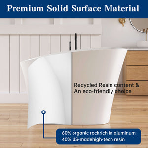 New England Home Goods Dhaulagiri 51" Freestanding Tub in White - Stone Resin Solid Surface