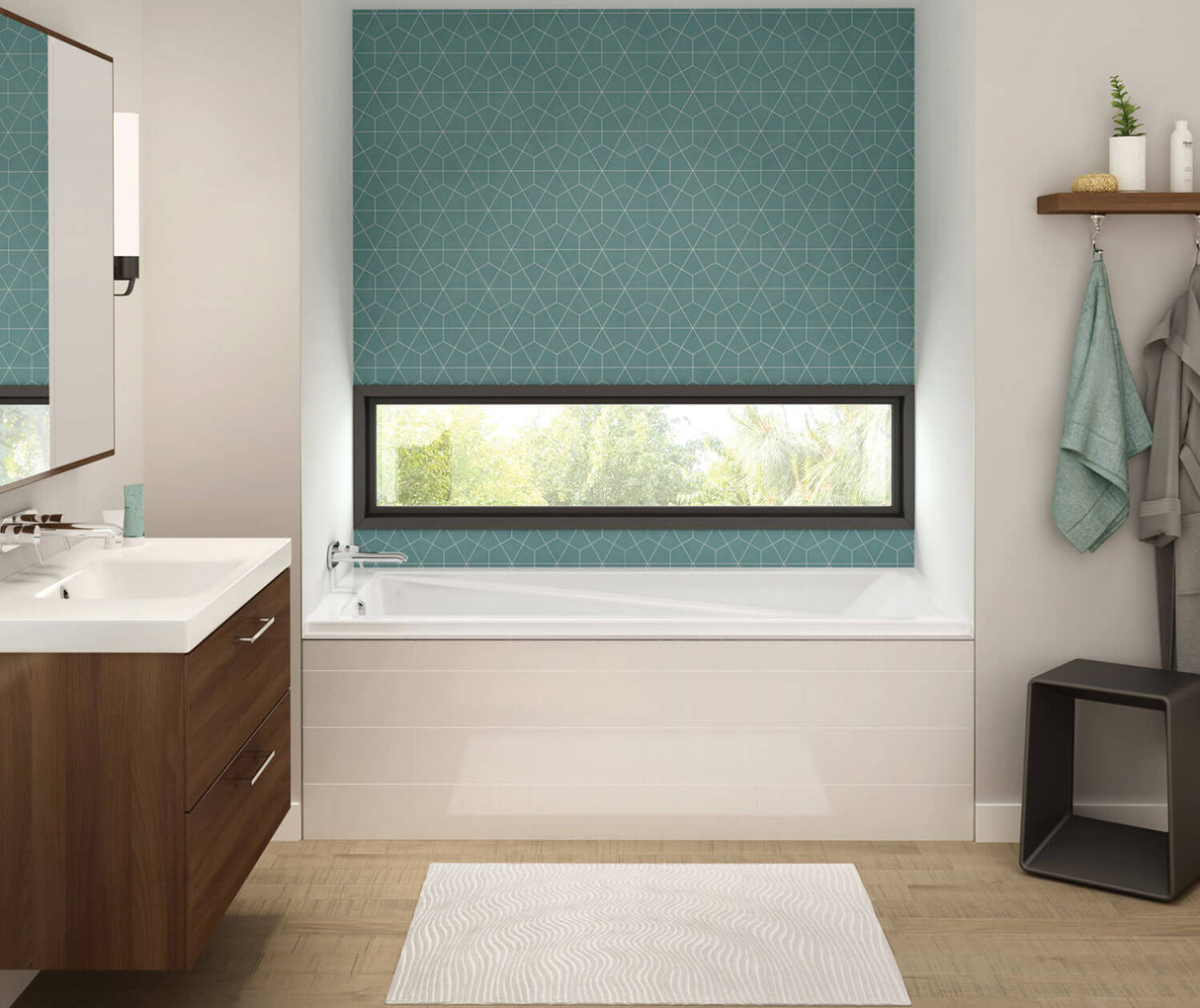 MAAX 106224-003-001-100 Exhibit 7232 IF Acrylic Alcove Left-Hand Drain Whirlpool Bathtub in White