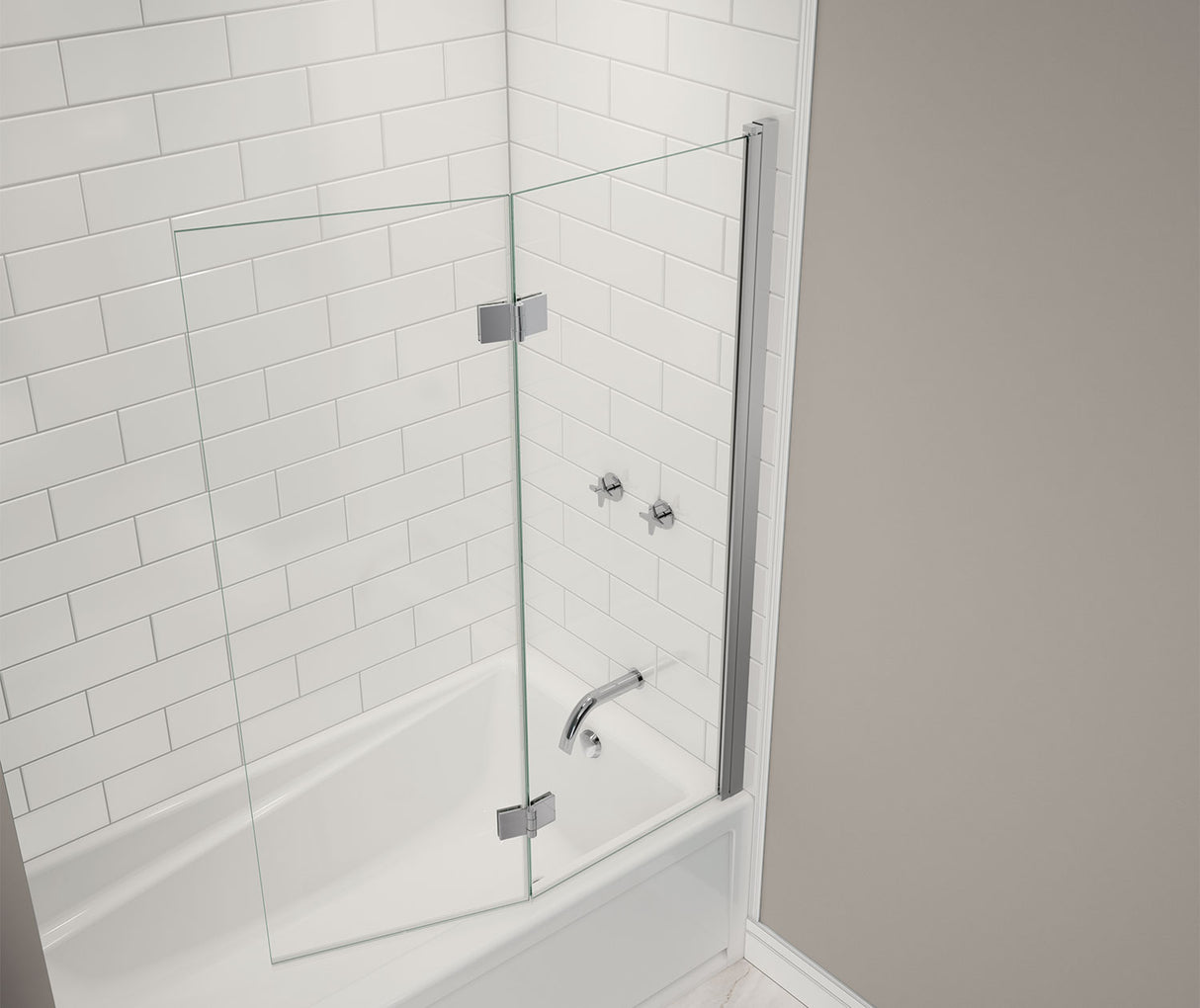 MAAX 138600-900-084-000 Axial Access 42 x 56 in. 6 mm Pivot Tub Screen for Alcove Installation with Clear glass in Chrome
