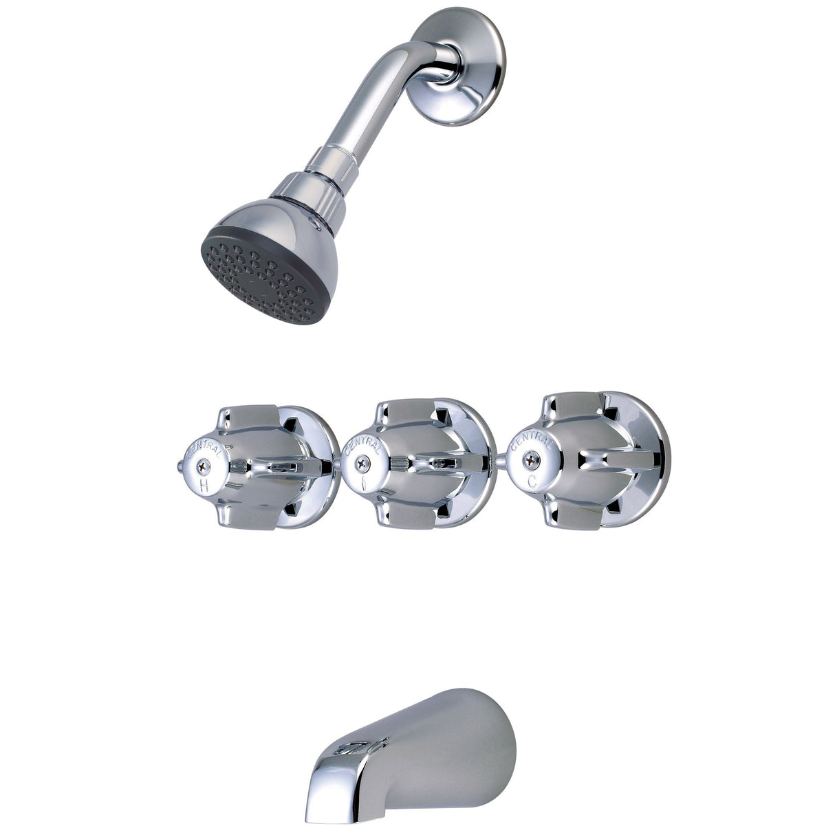 Central Brass 0968-Z Three Handle Tub & Shower Set in Polished Chrome