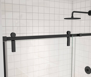 MAAX 137681-900-340-000 Outback 55 ¼ - 58 ½ x 70 ½ in. 8mm Sliding Shower Door for Alcove Installation with Clear glass in Matte Black