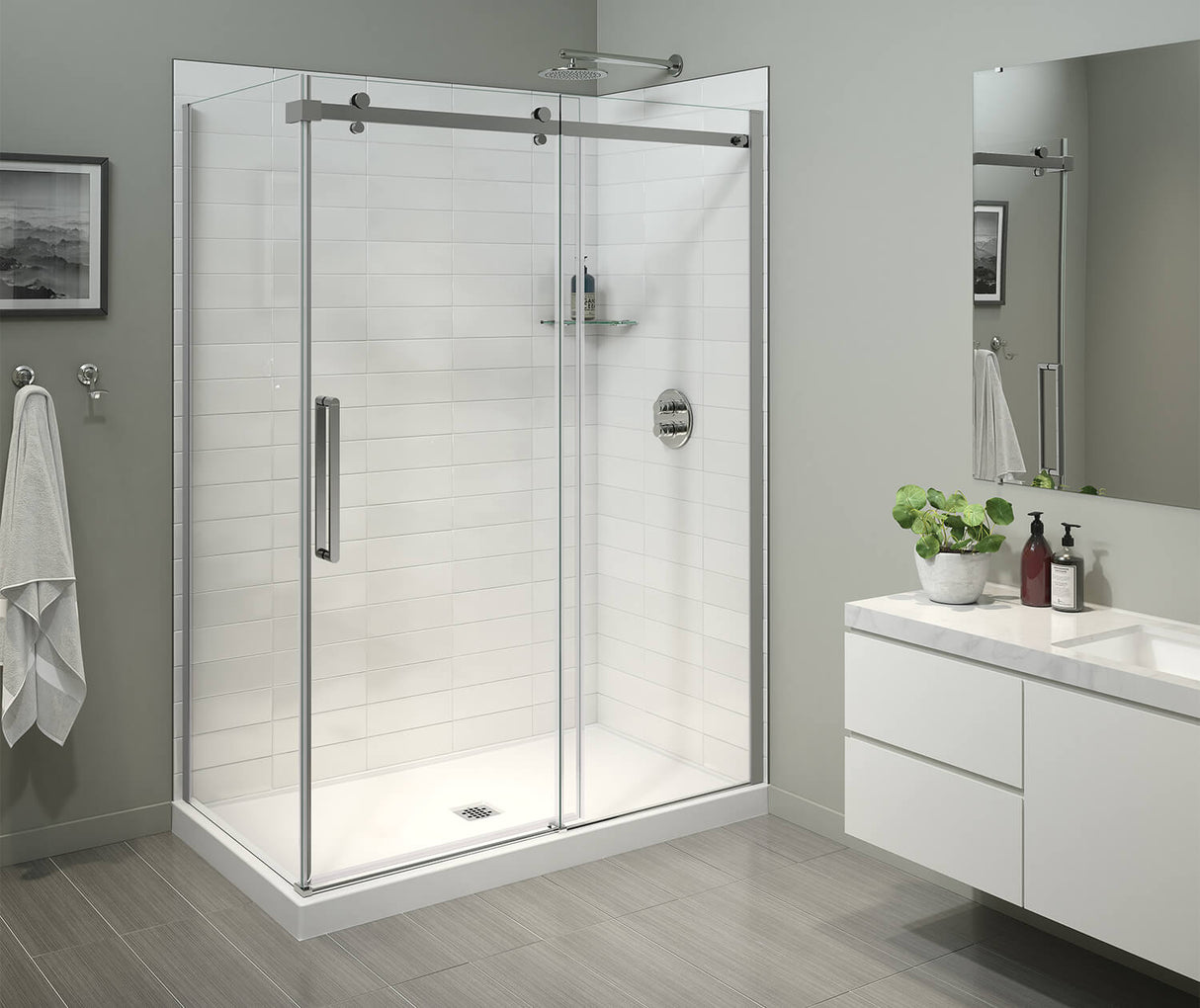 MAAX 134951-900-084-000 Halo Pro 60 x 32 x 78 3/4 in Sliding Shower Door for Corner Installation with Clear glass in Chrome