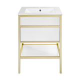 Cache 24" Freestanding, Bathroom Vanity in White and Gold