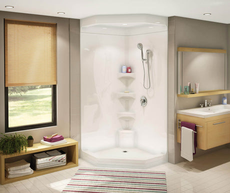MAAX 102500-000-001-000 Equinox II 40 x 40 Acrylic Corner Center Drain One-Piece Shower in White