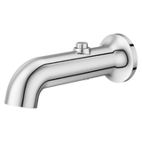 Modern Round Push Button Divertering Tub Spout in Polished Chrome