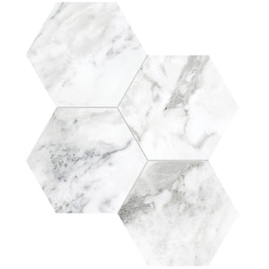 Anatolia Tile 6" Hexagon La Marca Arabescato Honed & Rectified Porcelain Mosaic - 1 Sheet = .797 - 4501-0331-0" Arabescato 6" Hexagon Honed - premium natural stone mosaic tile from Anatolia Tile, available at PoshHaus showroom in Keene, NH