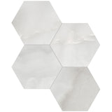 Anatolia Tile 6" Hexagon La Marca Onyx Honed & Rectified Porcelain Mosaic - 1 Sheet = .797 - 4501-0336-0" Onyx Nuvolato 6" Hexagon Honed - premium natural stone mosaic tile from Anatolia Tile, available at PoshHaus showroom in Keene, NH