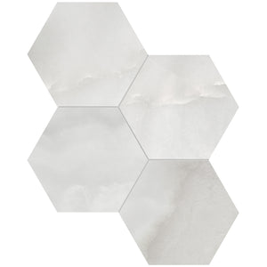 Anatolia Tile 6" Hexagon La Marca Onyx Honed & Rectified Porcelain Mosaic - 1 Sheet = .797 - 4501-0336-0" Onyx Nuvolato 6" Hexagon Honed - premium natural stone mosaic tile from Anatolia Tile, available at PoshHaus showroom in Keene, NH