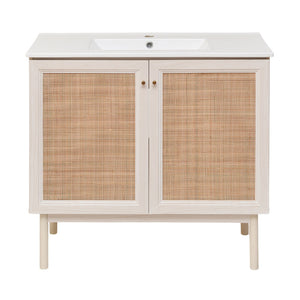 Classe 36" Freestanding Bathroom Vanity in White Oak with Sink Top