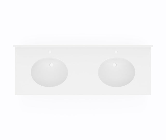 Swanstone VT2B2261 Ellipse 22 x 61 Double Bowl Vanity Top in White VT022612B.010