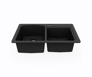 Swanstone KSDB-3322 22 x 33 Swanstone Dual Mount Double Bowl Sink in Black Galaxy KS03322DB.015