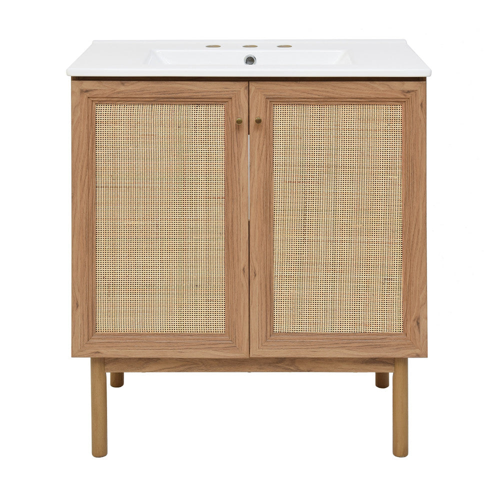 Classe 30" Freestanding Bathroom Vanity in Golden Oak with 3-Hole Widespread Sink Top