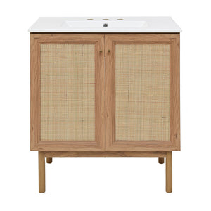 Classe 30" Freestanding Bathroom Vanity in Golden Oak with 3-Hole Widespread Sink Top